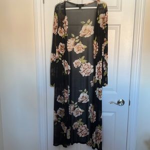 Black Mesh Floral Cardigan